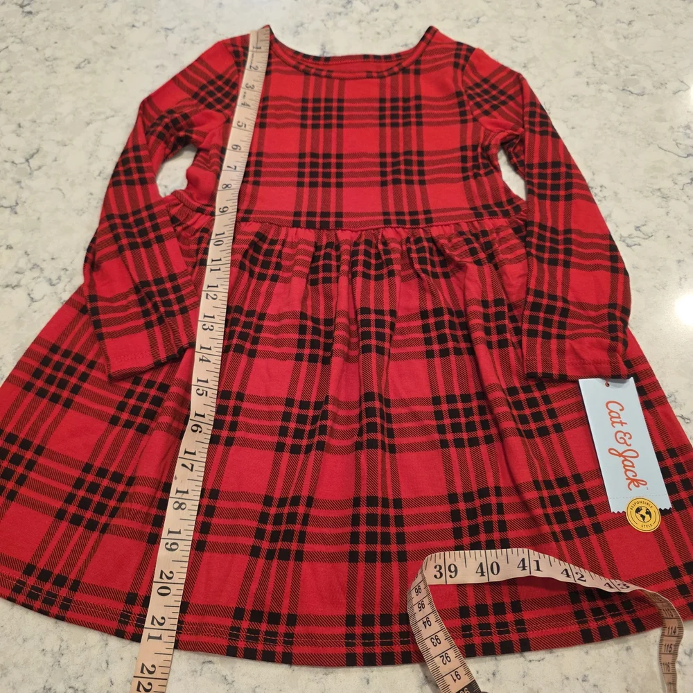 Cat & Jack Buffalo Plaid Long Sleeve Dress Size 4T NWT!